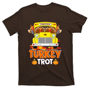 Turkey Trot Turkey Running On School Bus Thanksgiving T-Shirt