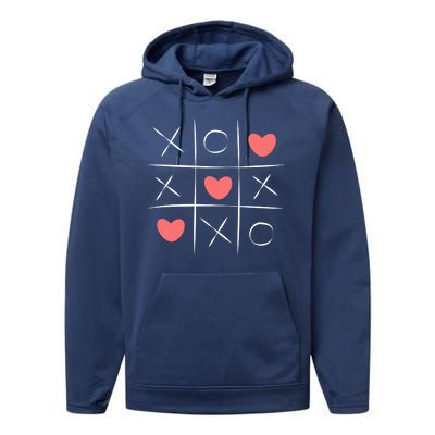 Tic Tac Toe Xoxo Valentines Day Cute Performance Fleece Hoodie