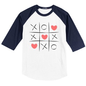 Tic Tac Toe Xoxo Valentines Day Cute Baseball Sleeve Shirt