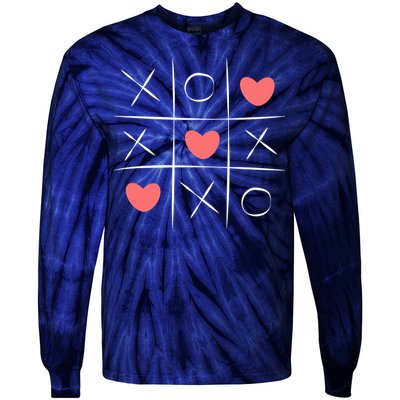 Tic Tac Toe Xoxo Valentines Day Cute Tie-Dye Long Sleeve Shirt