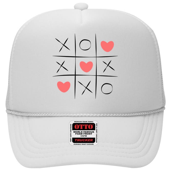 Tic Tac Toe Xoxo Valentines Day Cute High Crown Mesh Back Trucker Hat