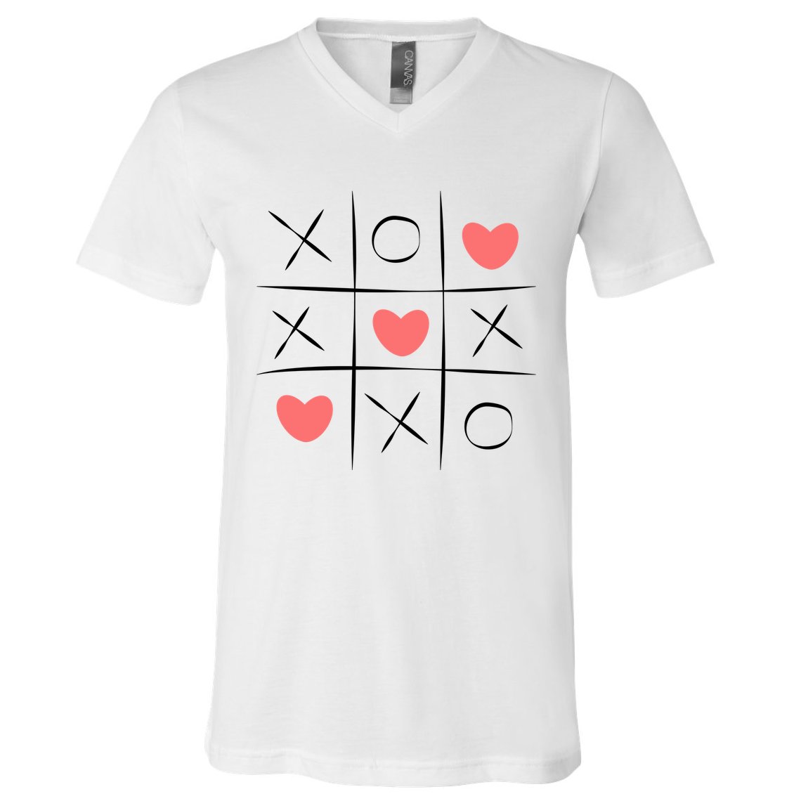 Tic Tac Toe Xoxo Valentines Day Cute V-Neck T-Shirt