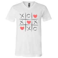 Tic Tac Toe Xoxo Valentines Day Cute V-Neck T-Shirt