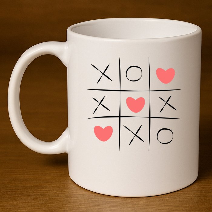 Tic Tac Toe Xoxo Valentines Day Cute 11oz C Handle Ceramic Mug