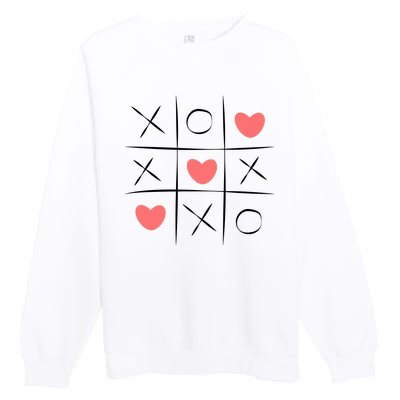 Tic Tac Toe Xoxo Valentines Day Cute Premium Crewneck Sweatshirt