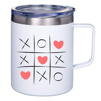 Tic Tac Toe Xoxo Valentines Day Cute 12oz Stainless Steel Coffee Mug
