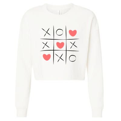 Tic Tac Toe Xoxo Valentines Day Cute Cropped Pullover Crew