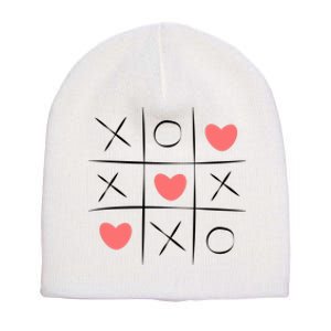 Tic Tac Toe Xoxo Valentines Day Cute Short Acrylic Beanie