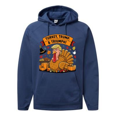 Turkey Trump & Triumph Thanksgiving 2024 Election Performance Fleece Hoodie