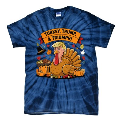 Turkey Trump & Triumph Thanksgiving 2024 Election Tie-Dye T-Shirt