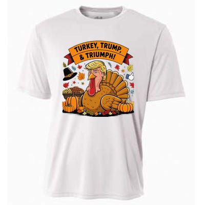 Turkey Trump & Triumph Thanksgiving 2024 Election Cooling Performance Crew T-Shirt