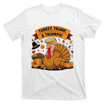 Turkey Trump & Triumph Thanksgiving 2024 Election T-Shirt