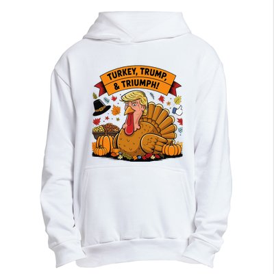 Turkey Trump & Triumph Thanksgiving 2024 Election Urban Pullover Hoodie