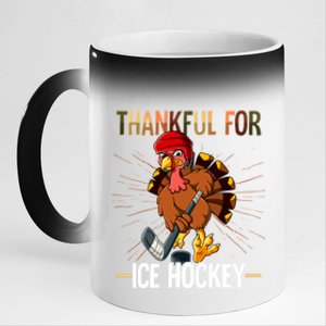 Thanksgiving Turkey Thankful For Ice Hockey Meaningful Gift 11oz Black Color Changing Mug