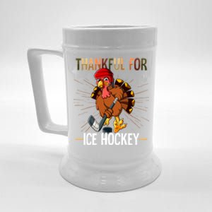 Thanksgiving Turkey Thankful For Ice Hockey Meaningful Gift Beer Stein