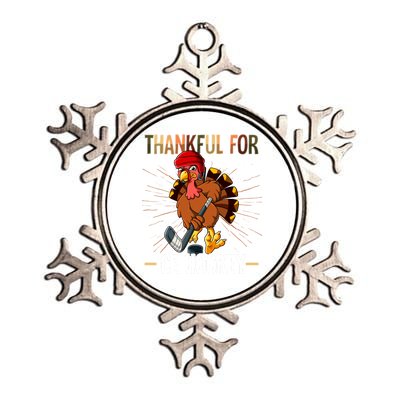 Thanksgiving Turkey Thankful For Ice Hockey Meaningful Gift Metallic Star Ornament