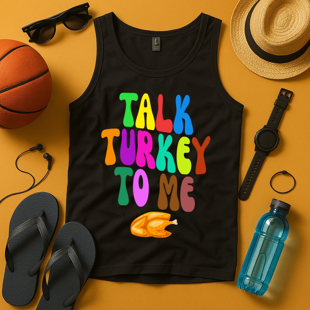 Talk Turkey To Me Funny Thanksgiving Tank Top