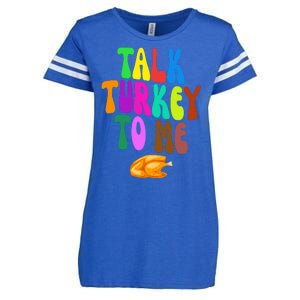 Talk Turkey To Me Funny Thanksgiving Enza Ladies Jersey Football T-Shirt