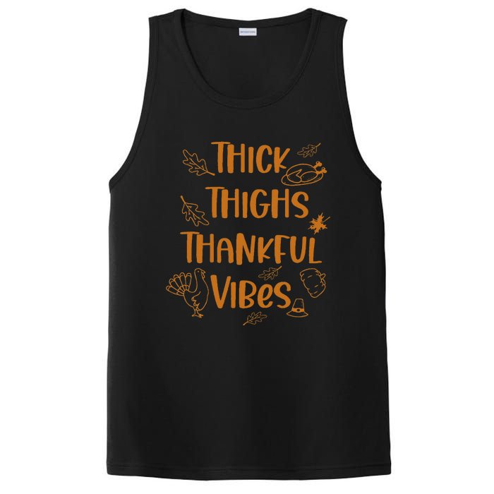 Thick Thighs Thankful Vibes Funny Thanksgiving Cute Turkey PosiCharge Competitor Tank