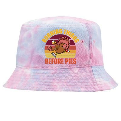 Thanksgiving Turkey Trot 5k Race Burning Thighs Before Pies Gift Tie-Dyed Bucket Hat