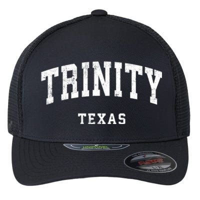 Trinity Texas Tx Vintage Athletic Sports Design Flexfit Unipanel Trucker Cap