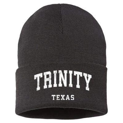 Trinity Texas Tx Vintage Athletic Sports Design Sustainable Knit Beanie