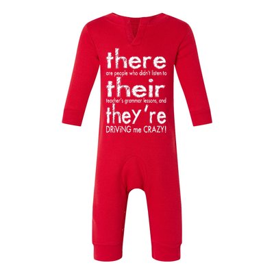 There Their They're Driving Me Crazy English Teacher Infant Fleece One Piece