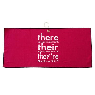 There Their They're Driving Me Crazy English Teacher Large Microfiber Waffle Golf Towel