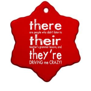 There Their They're Driving Me Crazy English Teacher Ceramic Star Ornament