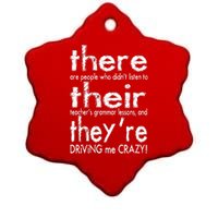 There Their They're Driving Me Crazy English Teacher Ceramic Star Ornament