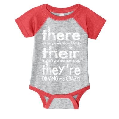 There Their They're Driving Me Crazy English Teacher Infant Baby Jersey Bodysuit