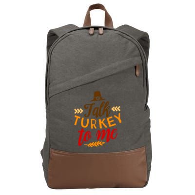 Talk Turkey To Me Funny Thanksgiving Quote Pun Teens Cute Gift Cotton Canvas Backpack