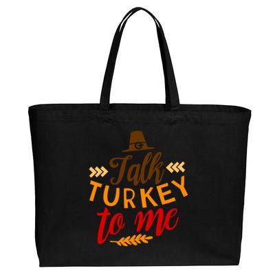 Talk Turkey To Me Funny Thanksgiving Quote Pun Teens Cute Gift Cotton Canvas Jumbo Tote