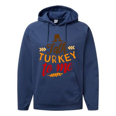 Talk Turkey To Me Funny Thanksgiving Quote Pun Teens Cute Gift Performance Fleece Hoodie