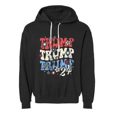 Trump Trump Trump 2024 Retro Groovy Garment-Dyed Fleece Hoodie