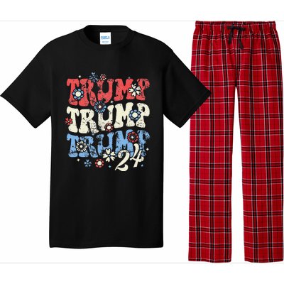 Trump Trump Trump 2024 Retro Groovy Pajama Set