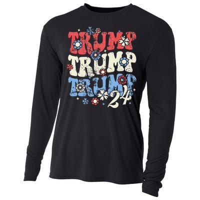 Trump Trump Trump 2024 Retro Groovy Cooling Performance Long Sleeve Crew