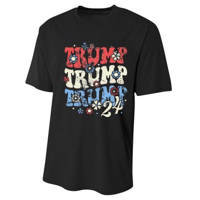 Trump Trump Trump 2024 Retro Groovy Performance Sprint T-Shirt