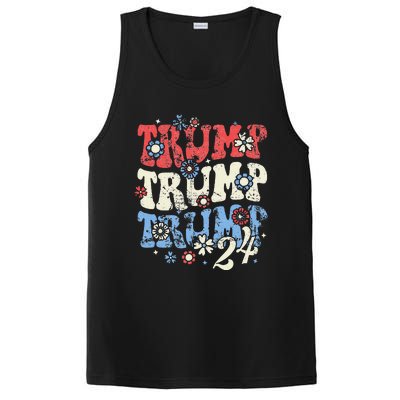 Trump Trump Trump 2024 Retro Groovy PosiCharge Competitor Tank