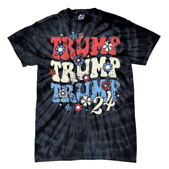 Trump Trump Trump 2024 Retro Groovy Tie-Dye T-Shirt