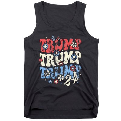 Trump Trump Trump 2024 Retro Groovy Tank Top