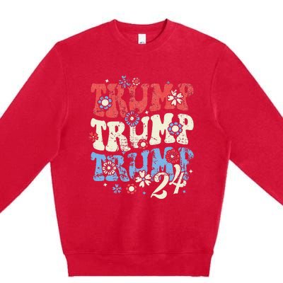 Trump Trump Trump 2024 Retro Groovy Premium Crewneck Sweatshirt