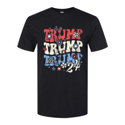 Trump Trump Trump 2024 Retro Groovy Softstyle CVC T-Shirt