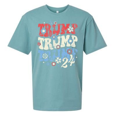 Trump Trump Trump 2024 Retro Groovy Sueded Cloud Jersey T-Shirt