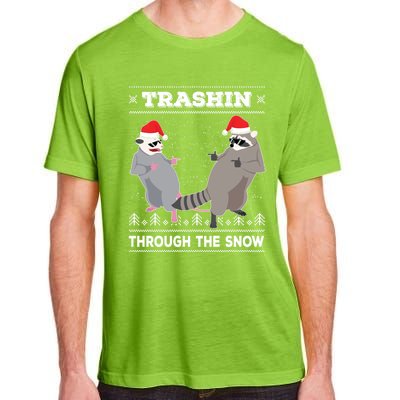 Trashin Through The Snow Garbage Gang Opossum Raccoon Santa Gift Adult ChromaSoft Performance T-Shirt