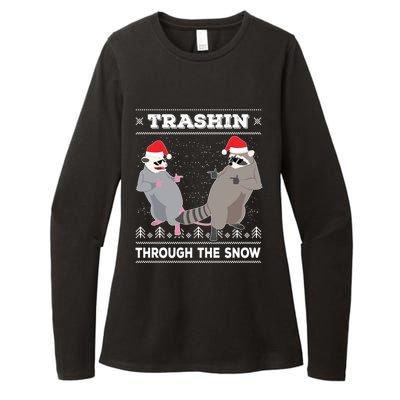 Trashin Through The Snow Garbage Gang Opossum Raccoon Santa Gift Womens CVC Long Sleeve Shirt