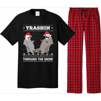 Trashin Through The Snow Garbage Gang Opossum Raccoon Santa Gift Pajama Set