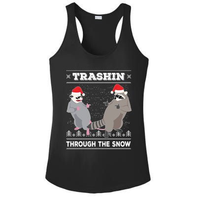 Trashin Through The Snow Garbage Gang Opossum Raccoon Santa Gift Ladies PosiCharge Competitor Racerback Tank