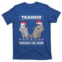 Trashin Through The Snow Garbage Gang Opossum Raccoon Santa Gift T-Shirt