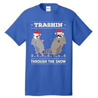 Trashin Through The Snow Garbage Gang Opossum Raccoon Santa Gift Tall T-Shirt